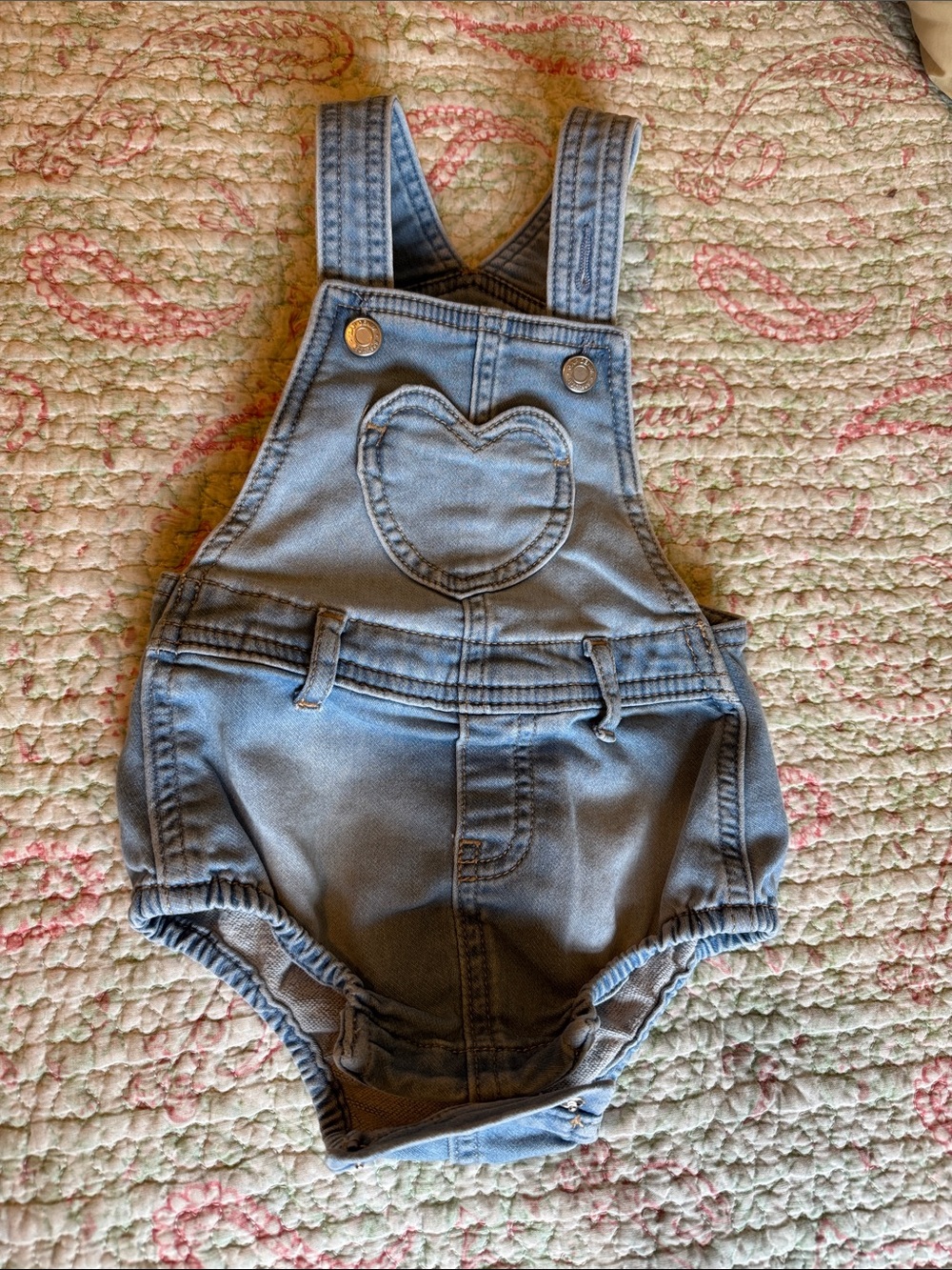 GAP Light Blue Denim Heart Bustier Overalls